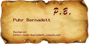 Puhr Bernadett névjegykártya